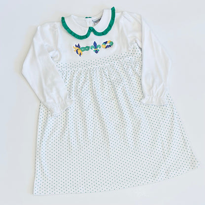 Long Sleeve Bitty Dot Knit Dress - RED & GREEN