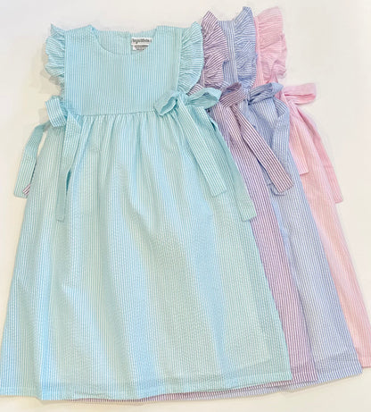 Side Tie Dress - Seersucker