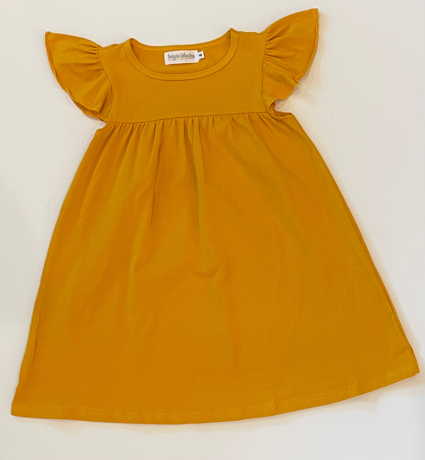 Flutter Sleeve Dress—Gold