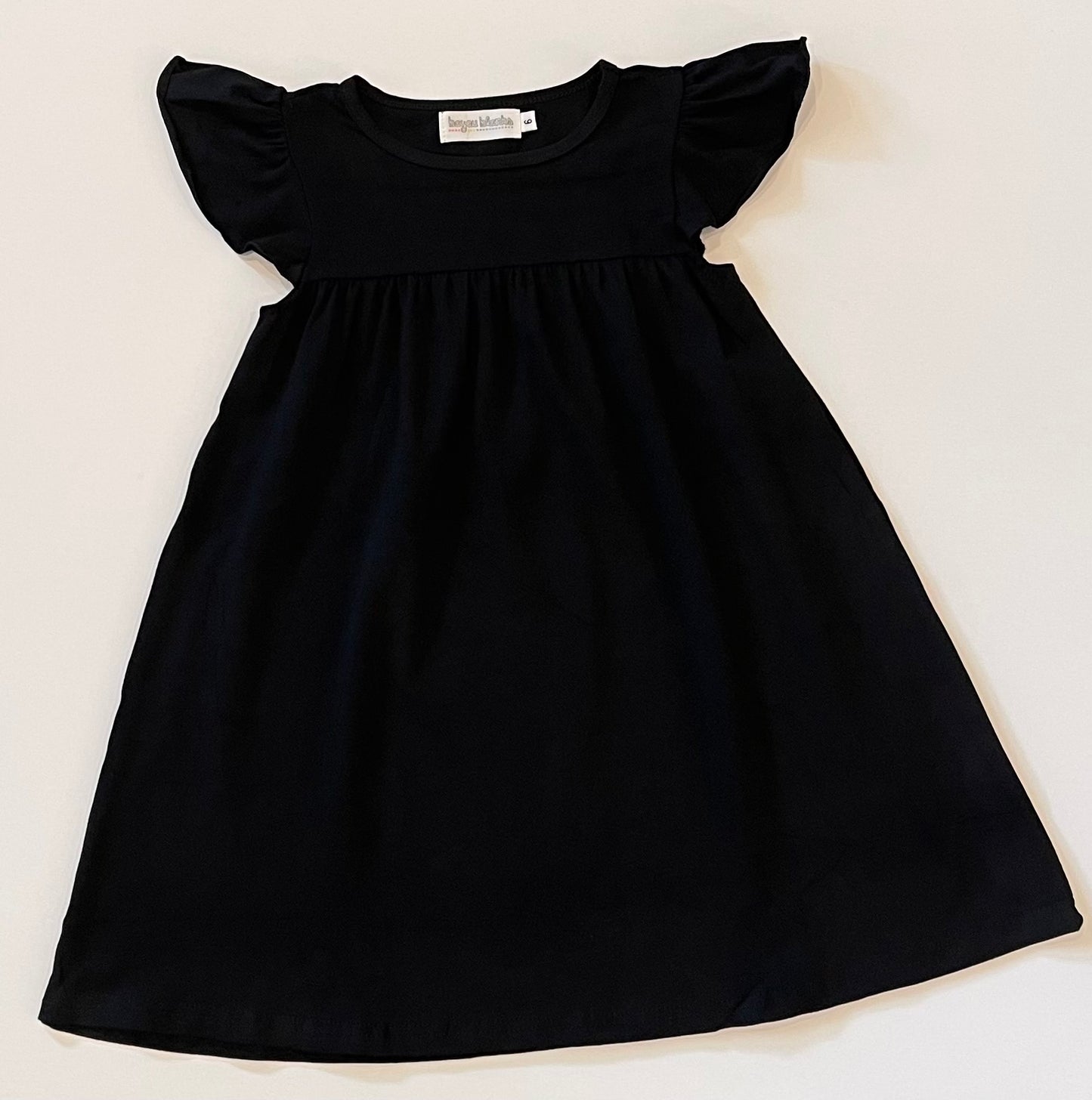 Flutter Sleeve Dress—Black