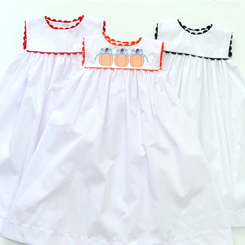 White Dress with Ric Rac Trim – Bayou Blanks