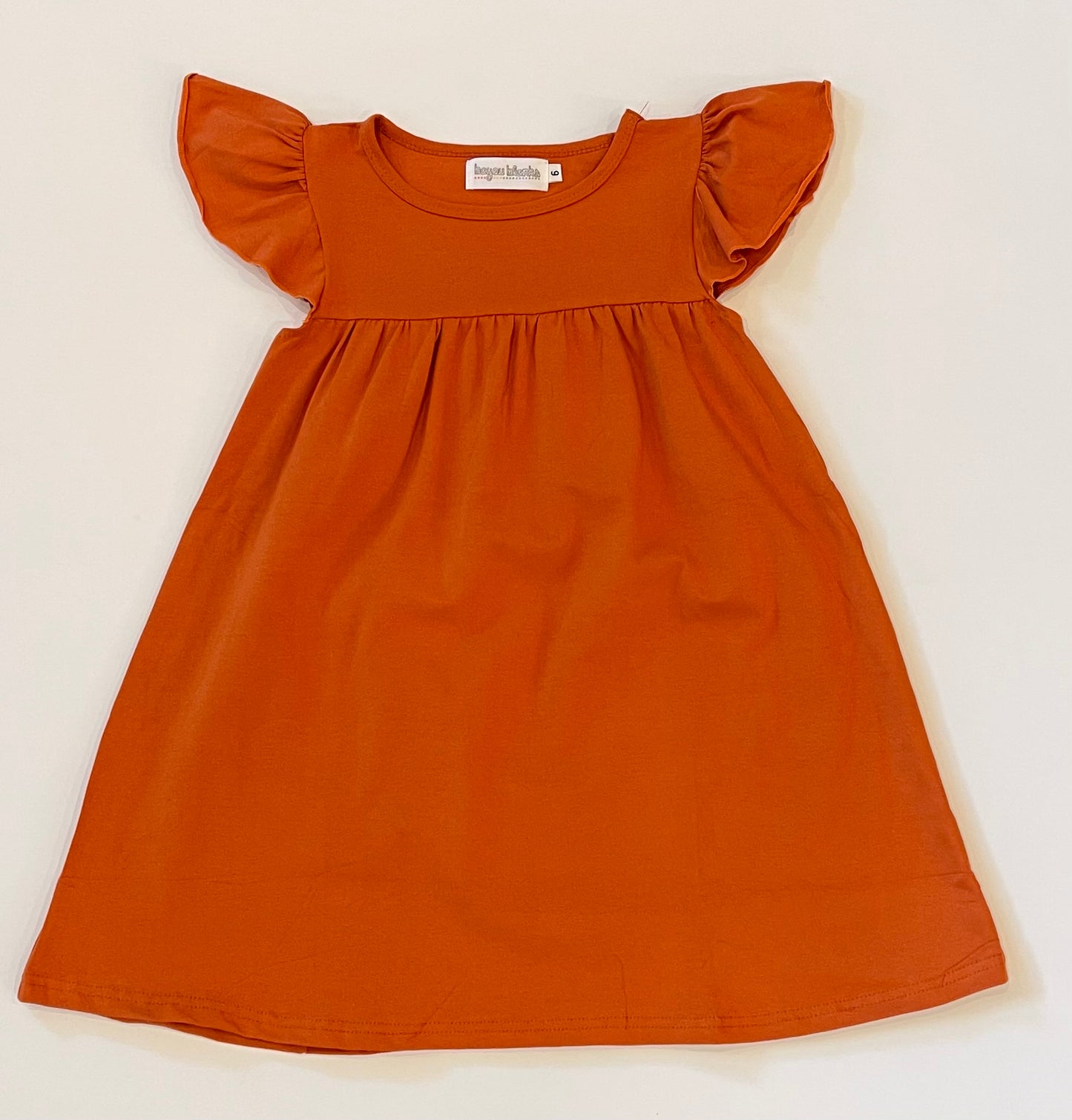 Flutter Sleeve Dress—Burnt Orange