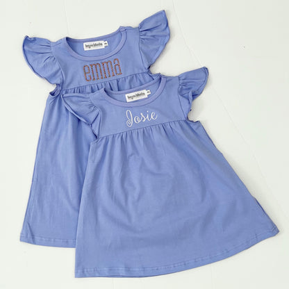 Flutter Sleeve Dress—Periwinkle