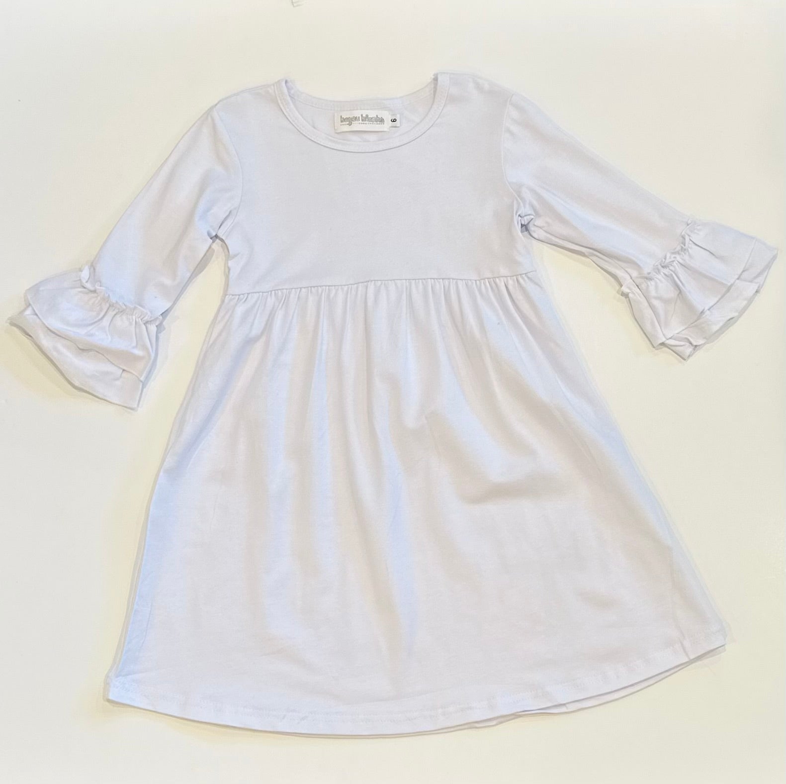 Double Ruffle Sleeve Dress - White / 7Y