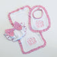 Gingham Ruffle Trim Bib - Pink