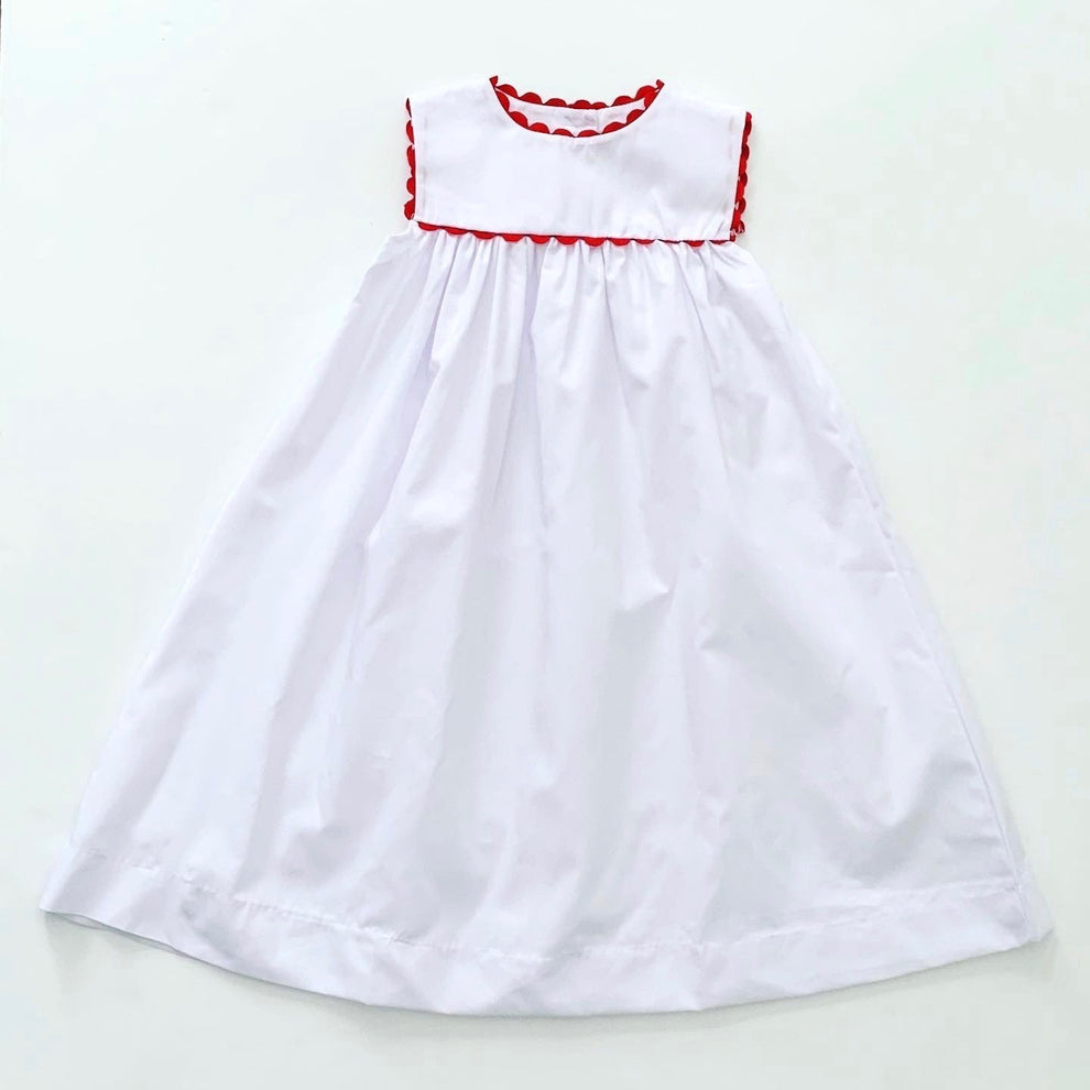 White Dress with Ric Rac Trim – Bayou Blanks