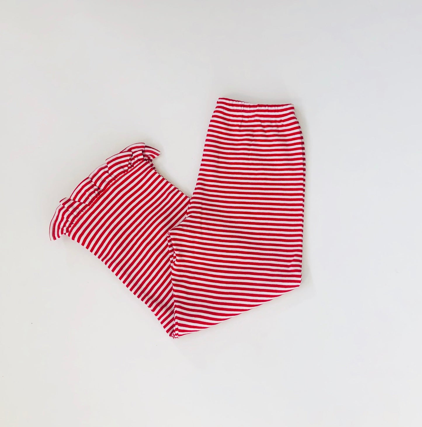 Knit Ruffle Pants - Red Stripe