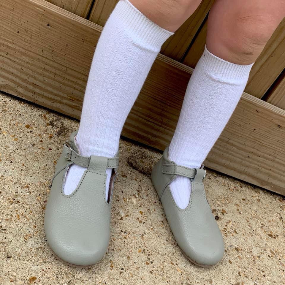 Grey T-Strap Shoes