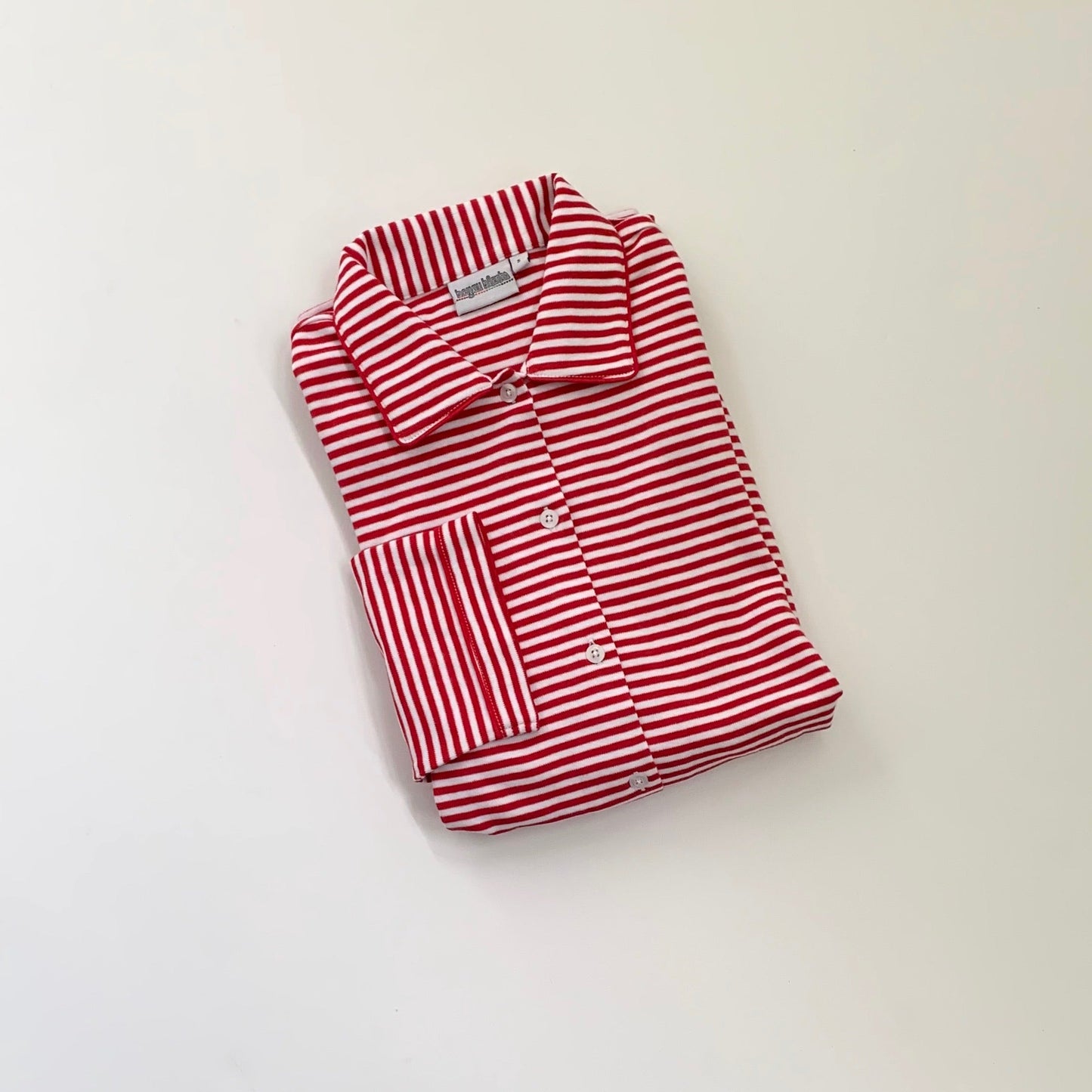 Knit Button Up Shirt - Red Stripe