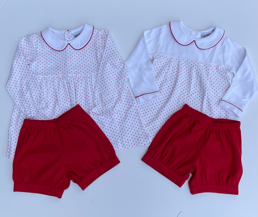 Peter Pan Knit Float Top with Banded Shorts - RED