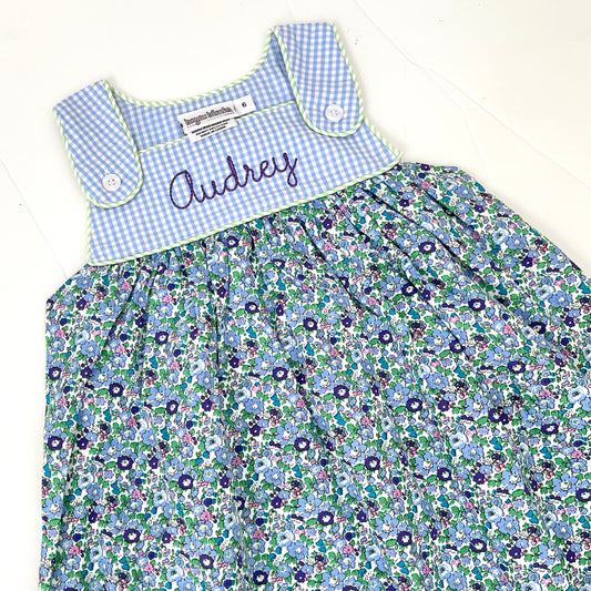 Gingham and Floral Tab Dress
