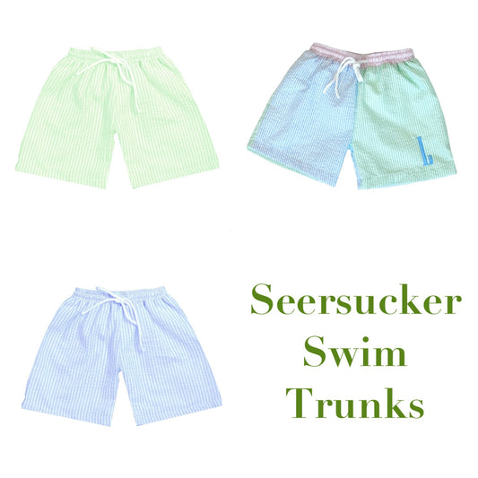 Seersucker Swim - Boy Trunks