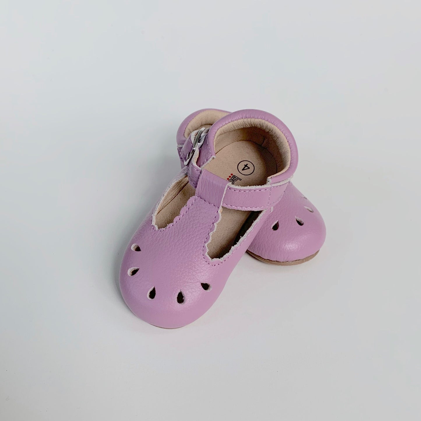 Lavender Scallop T-Strap Shoes