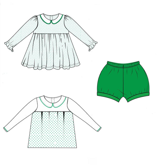 Peter Pan Knit Float Top with Banded Shorts - GREEN