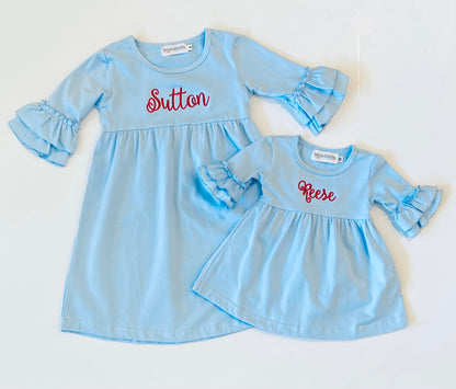 Double Ruffle Sleeve Dress