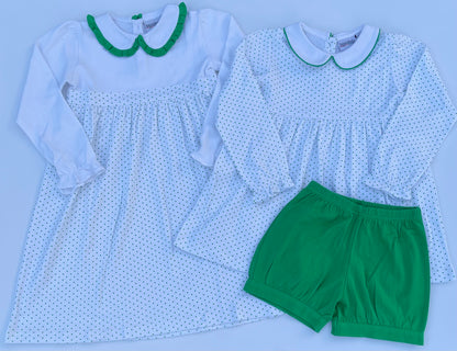 Long Sleeve Bitty Dot Knit Dress - RED & GREEN