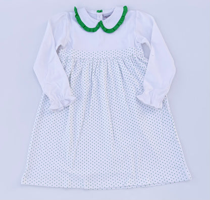 Long Sleeve Bitty Dot Knit Dress - RED & GREEN