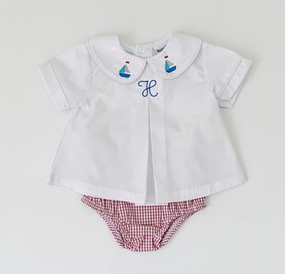 Pleated Peter Pan Diaper Shirt - Boy